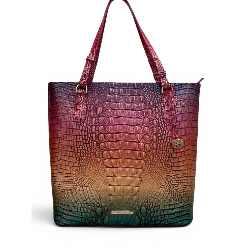 Rainbow Embossed Leather Brahmin Tote Purse